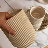 Vaso in ceramica rigato doppio fondo